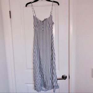 Blue/white open back stripped dress